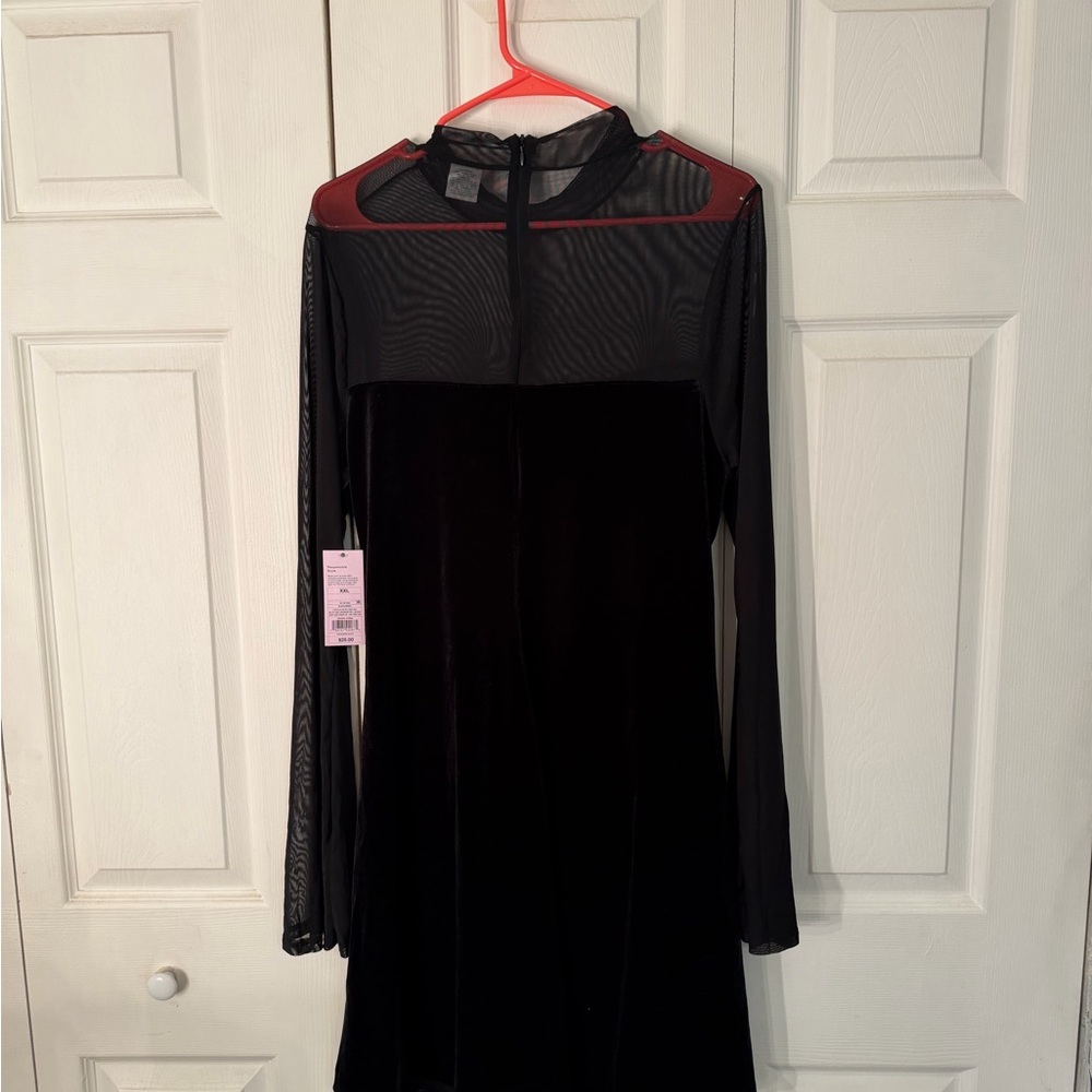 Wild Fable Black Long Sleeve Mesh Dress